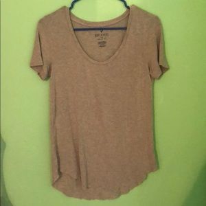 Tan colored scoop neck flowy shirt